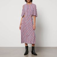 stella nova checked satin midi dress - dk 38uk 12