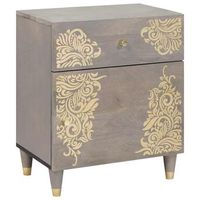 cabinet de noche con puerta con cajon gris 50 x 33 x 60 cm vidaxl