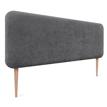Dhome Cabecero Tapizado En Lana Liso Con Patas Redondeado Para Pared Acústicos Cabeceros Absorbentes Cabezal Cama Dormitorio (gris Oscuro, 135cm)