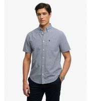 superdry para hombre m4011108a camisa preppy poplin azul l casual algodon manga corta
