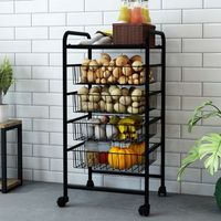 carro de servicio rudbjerg con 4 cestas metal 87 x 41 x 32 cm negro encasa