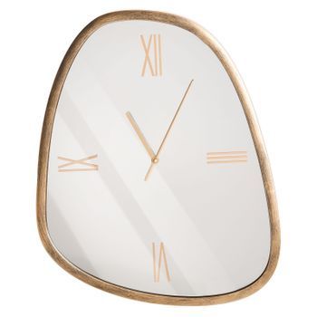Reloj De Pared Marco Minimalista 53 X 45 Cm Forma Irregular Accesorios Para El Hogar Superficie Espejada Marrón Oscuro Y Plateado Castalla