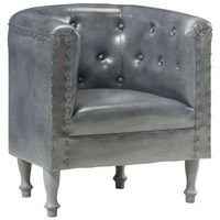 sillon de cuero autentico gris vidaxl