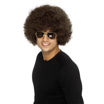 Peluca Afro Funky Para Adultos De Disfraz Voluminoso Y Rizado De Estilo Retro Disco - Marrón