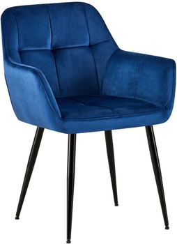 Silla con asiento en terciopelo azul