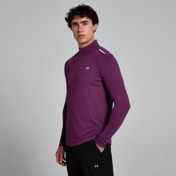 Camiseta con cremallera de 1/4 con diseño de cuadrícula Active para hombre de MP - Ciruela - S