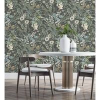 papel pintado vinilico ecologico lavable flores y plantas hojas silvestres - marseille 679383 de gaulan - rollo de 10 m x 053 m