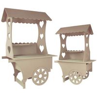 2 carritos de dulces grande y pequeno en mdf para boda cumpleanos y bautismo