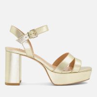 dune london womens molten leather mid-platform sandals - uk 3