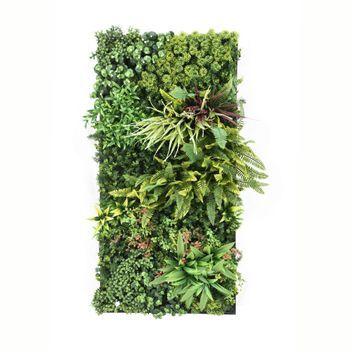 Flora - Cuadro Vegetal 100x50 Cm Con Hojas Y Flores De Pe Marco De Pvc Negro