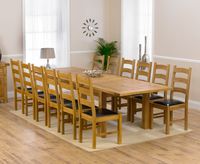 normandy 220cm solid oak extending dining table with vermont chairs - timber 6 chairs