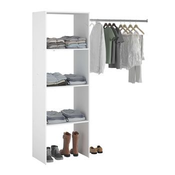 Vestidor Abierto Modular Custom Melamina  Módulo B Color Blanco Doble Montaje 160x180cm Dormitorio