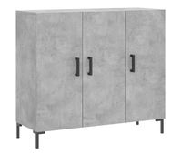 aparador - mueble de almacenamiento de madera de ingenieria gris hormigon 90x34x80 cm es3374