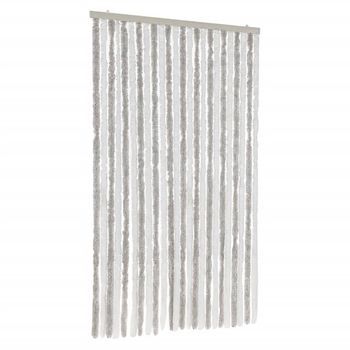 Cortina Antimoscas Chenilla Gris Claro Y Blanco 100x230 Cm