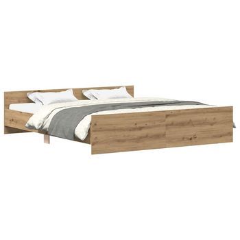 Cama Matrimonial | Cama Para Adulto | Estructura De Cama Sin Colchón Roble Artesanal 180x200 Cm