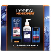 loreal paris men expert hydrating essentials gift set shower gel cleanser and moisturiser complete grooming trio