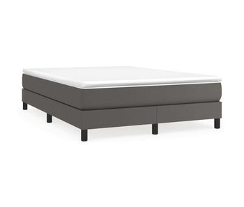 Cama box spring con colchón cuero sintético gris 140x200 cm