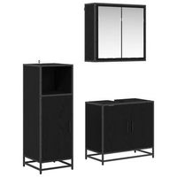juego de muebles de bano 3 uds roble negro 60 x 33 x 60 cm vidaxl