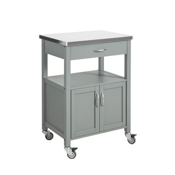 Carrito de cocina con 1 cajón y 2 puertas. Mdf gris