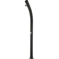 ducha solar negra de exterior con forma curvada fabricada en pvc y acero inoxidable 2 m de altura