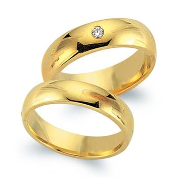 Alianzas 14 quilates oro amarillo con diamante
