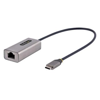 Adaptador USB-C a Ethernet StarTech 1xRJ45 Gigabit 1000 Mbps USB 3.2 Gen 1 Cable 30cm Negro Gris