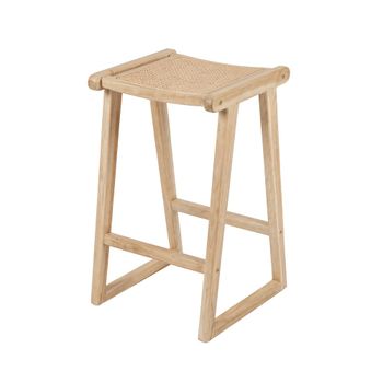 Taburetes para isla de cocina de teca y ratán natural 66 cm