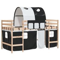 cama alta ninos con tunel madera pino blanco negro 80x200 cm