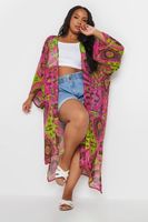 yours kimono playero rosa estampado mujer curvy y tallas grandes yours