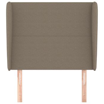 Cabecero Cama Mueble De Dormitorio Con Orejas De Tela 83 X 23 X 118/128 Cm Gris Topo M02_0003477