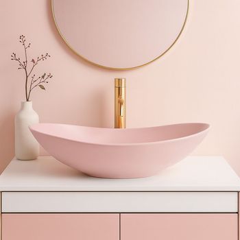 Lavabo Sobre Encimera Rea Royal Pink Oval