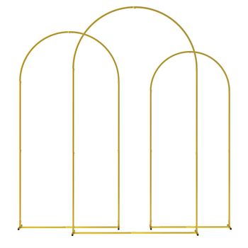 Outsunny Set de 3 Arcos de Jardín para Rosas de Metal de 220/200/180 cm con Recubrimiento en Polvo para Patio Terraza Dorado