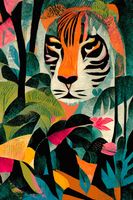 cuadro jungla tigre impresion sobre lienzo 60x90cm