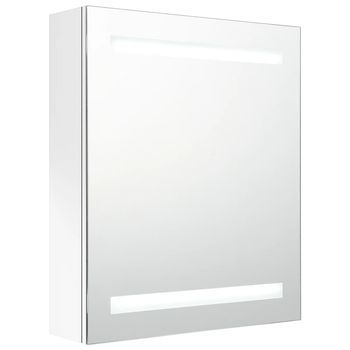 Armario De Baño Con Espejo Led Blanco Brillante 50x14x60 Cm Vidaxl