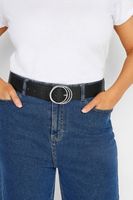 yours cinturon negro triple anilla plateada