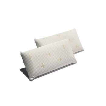 Pack 2 Almohadas Viscoelástica Soja 70 Cm Firmeza Media Ergonómicas Adaptables A Cabeza Y Cuello