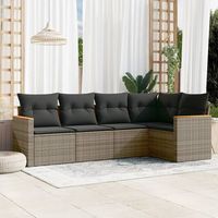 conjunto de sofas jardin con cojines 5 uds  mueble jardin mesa y sillas ratan sintetico gris cfw736502