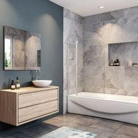 mampara de banera 1 fija1 giratoria perfil gris mate 110x140cm aica