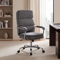 silla de oficina gris de chenilla altura regulable y giro de 360