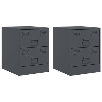 Juego De 2 Mesitas De Noche - Mesillas Gris Antracita 34,5x39x44 Cm Mc5553