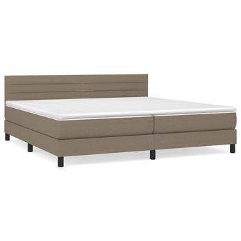 Cama Box Spring Con Colchón Tela Gris Taupe 200x200 Cm Vidaxl