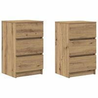 mesillas de noche con 3 cajones 2uds roble artesanal 39x35x65cm vidaxl