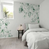 papel pintado panoramico estilo azulejos verde 375 x 250cm