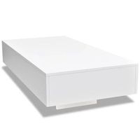 mesa de cafe - mesa de centro rectangular de fibra de vidrio blanco brillante