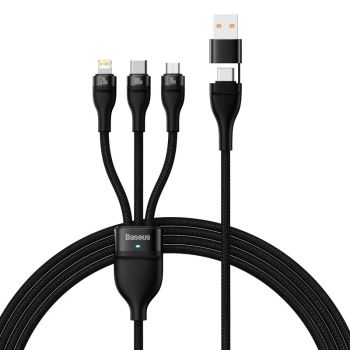 Cable Baseus Flash Series II 100W USB-A/Type-C a Micro/iP/Type-C Cable PD QC de carga rápida y transmisión de datos con