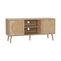 mueble de tv en madera y cana redondeada 120cm natural