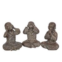 set 3 monjes sentidos resina gris