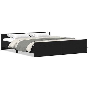 Cama Matrimonial | Cama Para Adultos | Estructura De Cama Sin Colchón Roble Negro 200x200 Cm