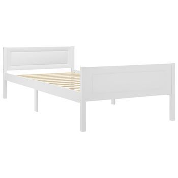 Estructura De Cama De Madera Maciza De Pino Blanca 100x200 Cm