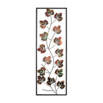 Decoración Pared De Metal Platane 2 Multicolor 32x90 Cm
